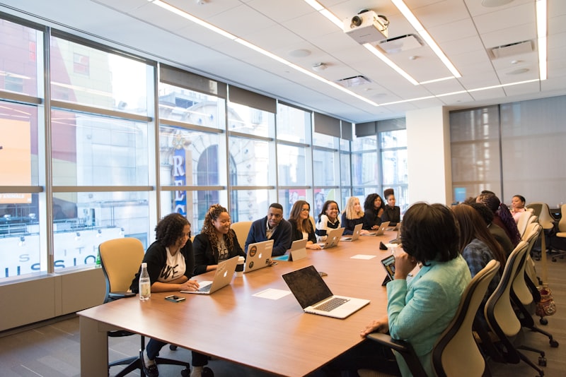 Team collaborating around a conference table